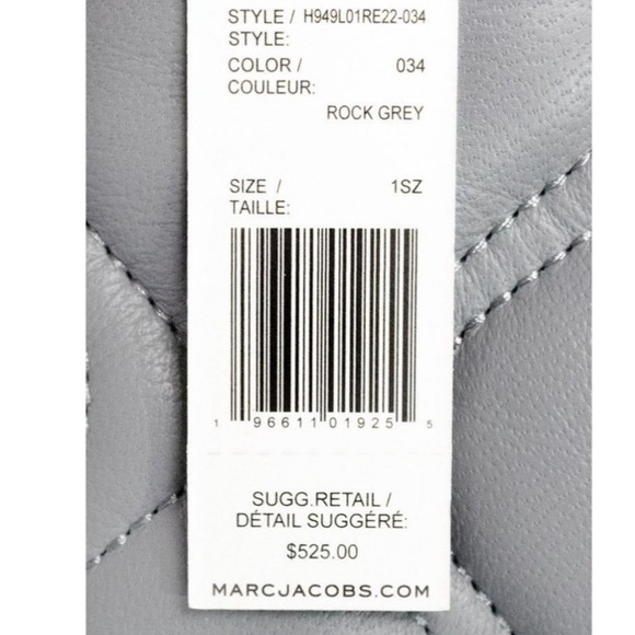 NEW Marc Jacobs Small Rock Grey Quilted Smooth Leather Shoulder Crossbody Bag - Picture 9 of 10